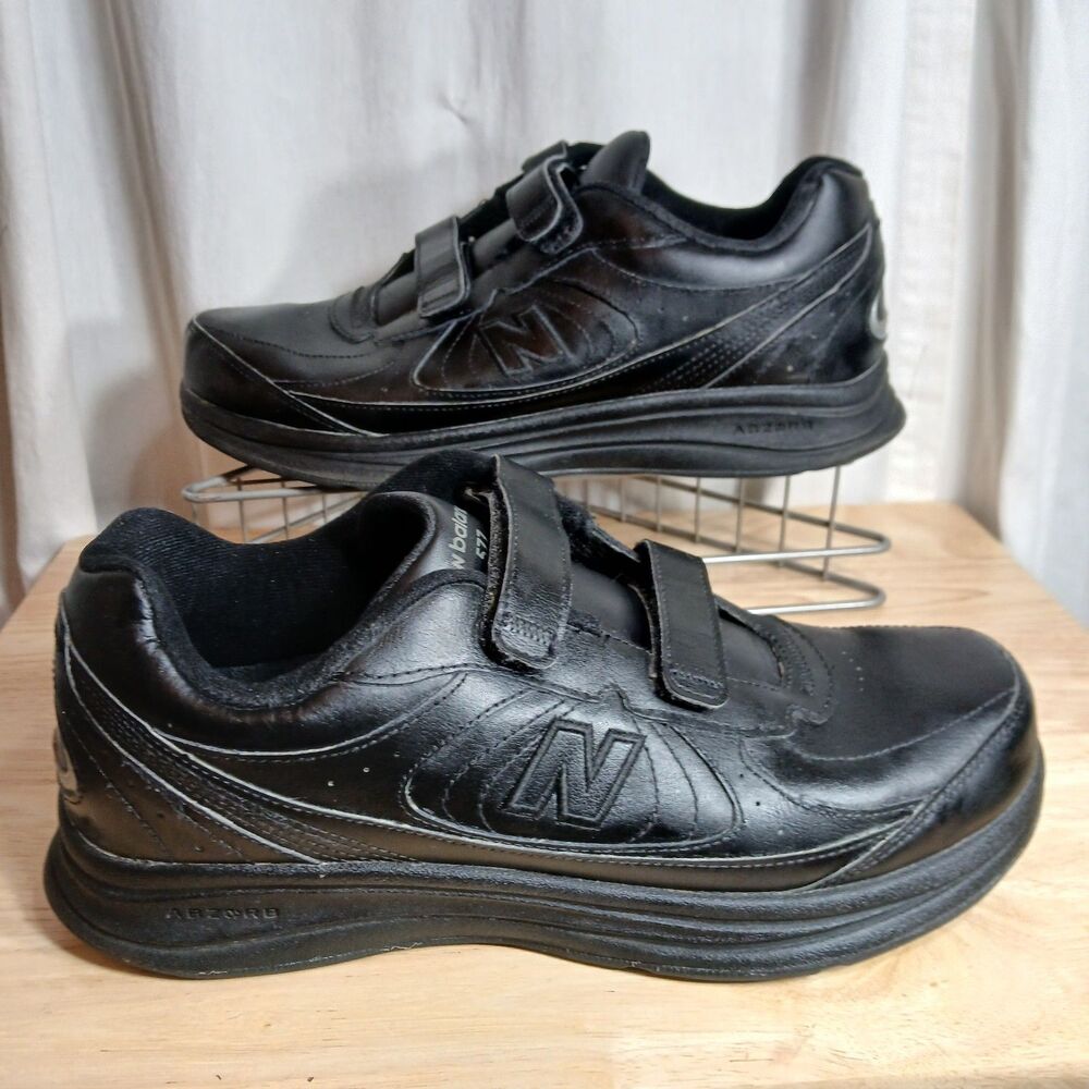New Balance 577 Black Walking Shoes Mens 11.5 D Hook Loop Sneakers MW577VK